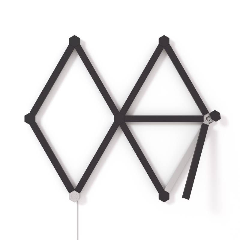 Nanoleaf Lines Thread enabled color changing smart modular backlit light lines matte black skins. HomeKit, Google Assistant, Amazon Alexa, IFTTT.