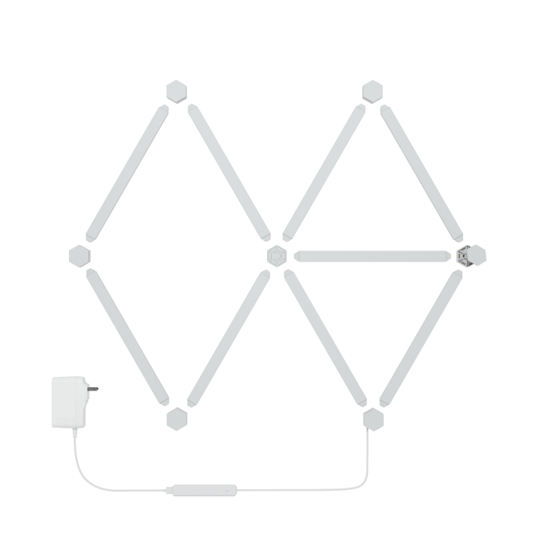 Nanoleaf Lines Thread enabled color changing smart modular backlit light lines. 9 pack. Has expansion pack, flex connector, and skins accessories. HomeKit, Google Assistant, Amazon Alexa, IFTTT.