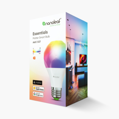 Nanoleaf Essentials Thread enabled color changing smart light bulbs. Similar to Wyze. HomeKit, Google Assistant, Amazon Alexa, IFTTT.